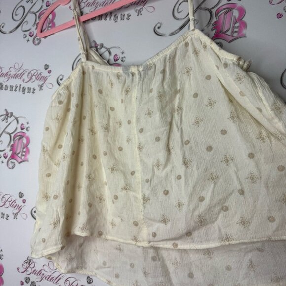 American eagle outfitters tank top embroidered floral flowers cream peach boho - Picture 5 of 9